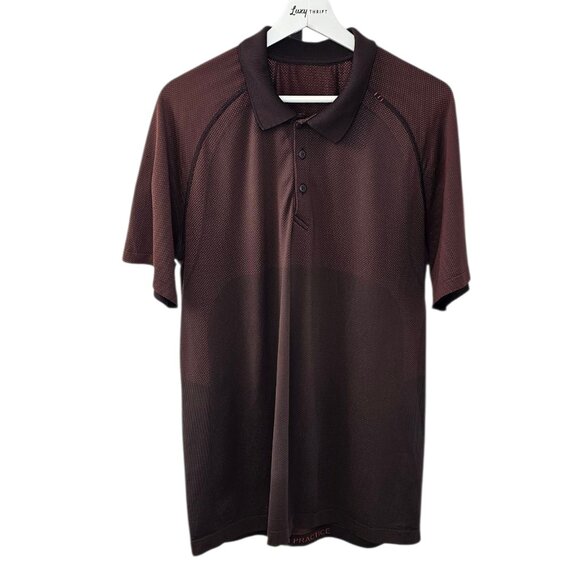 Lululemon Mens Metal Vent Short Sleeve Henley, Burgundy Red Brown, Size XL - Picture 1 of 8